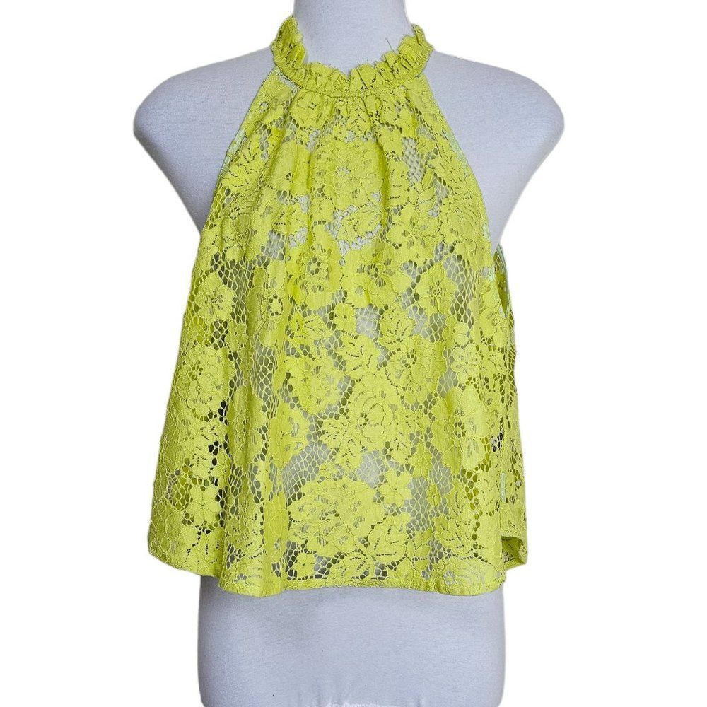 Free People Lace Halter Neck Top, Yellow Size XS